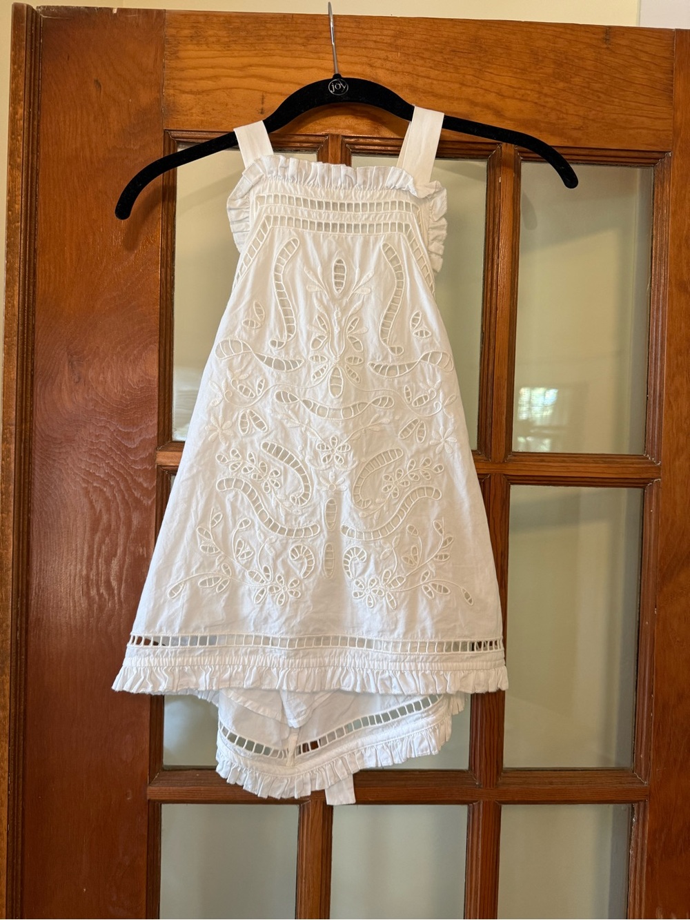 Sezane White Eyelet Tie Back Top